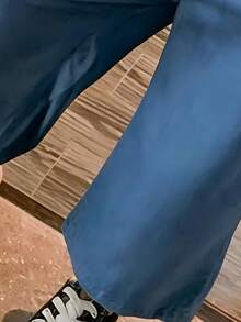 Bộ đồ gồm áo hai dây và quần dài giả denim cho bé gái, trang phục thường ngày cho kỳ nghỉ hè. - Màu xanh hải quân - Xem 4