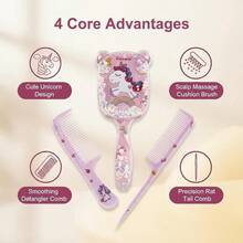 Bộ lược hoạt hình cho trẻ em, lược nhỏ in hình dễ thương, lược răng nhỏ chải tóc cho trẻ em có đuôi nhọn, lược massage tai gấu hoạt hình trong suốt có đệm khí, lược chải tóc hình gấu dễ thương cho trẻ em, lược cho bé gái. - Nhiều màu - Xem 6