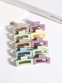 Bộ 4/8/10 kẹp tóc vuông hình học thời trang, đa năng, sáng bóng, phù hợp cho mọi dịp. - Nhiều màu - Xem 1