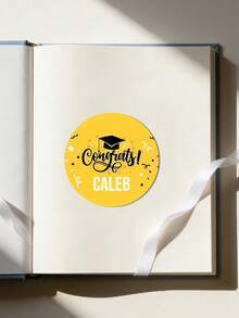 12/24/40pc Customize Text Congrats Graduation Round Stickers,Personalized Grad Cap & Confetti Stickers, Custom Name & Year Graduation Season Sticker, Grad Party Decor Stickers For Cups, Notebook,Gift Wrapping, Graduation Party Supplies 2026, Ideal Gift For 2026 Graduate, Grad Parent, And Party Planner,Waterproof Stickers - Multicolor - View 8