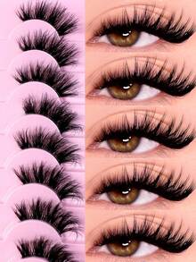 10对透明带假睫毛，猫眼短款柔软3D貂毛睫毛，自然妆效（10B-2） - 黑色 - 查看 4