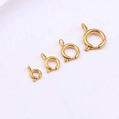 10pcs/Pack Stainless Steel Gold & Silver Round Spring Clasp Connector, Suitable For DIY Bracelet Necklace Jewelry Making