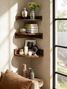 1pc/3pcs Corner Wall Shelf Floating Shelves Storage Rack Display Shelf Organizer Space Saving Room Decor For Living Room Bedroom Bathroom Kitchen Office Plant Books Candle Decor Wall Mounted Shelf Apartment Dorm Home Entryway Shelf Organizer Rack - Multicolor - View 4