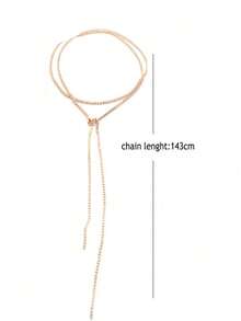 Dây chuyền pha lê lấp lánh 143cm (không có khóa càng cua, không có dây nối dài), 4 cách đeo. - Dây chuyền dài - Vàng - Xem 6