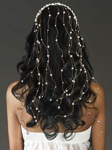 Elegant Beaded Tassel Bridal Headband, Suitable For Wedding And Party - Gold - View 4