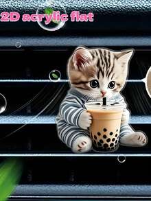 1个可爱奶牛抱着爱心“无香型”汽车出风口夹，2D亚克力汽车香薰，无香型，可添加您自己的香氛 - 彩色 - 查看 6