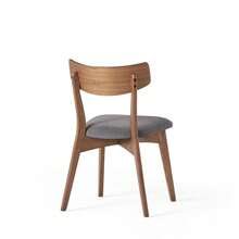 Christopher Knight Home ®   Sillas de Comedor Tapizadas con Estructura de Madera de Nogal Estilo Mid-Century (Juego de 2) (Gris Oscuro) RR - Gris oscuro + Nogal + Tela + Madera de caucho - Ver 3