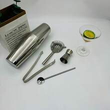 Bộ 5/6/9 bình lắc cocktail Boston bằng thép không gỉ 750ml, kiểu dáng tối giản, hình trụ màu bạc, dụng cụ pha chế chuyên nghiệp phù hợp cho các bữa tiệc tại nhà và lễ hội. - Xem 4