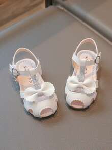 1 Pair Summer New Girls Sandals, Soft Sole Comfortable Open Toe Bowknot Princess Shoes - Beige - View 8