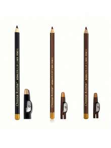 12 piezas/paquete Lápiz de cejas de color mate con sacapuntas, lápiz de maquillaje profesional para ojos y labios, punta fácil de usar, negro natural, marrón, café oscuro, lápices de maquillaje multifuncionales y portátiles - Multicolor - Ver 15