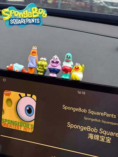 SpongeBob SquarePants Bộ sưu tập đồ trang trí để bàn hình nàng tiên cá SquarePants, bao gồm SquarePants, Bạch tuộc anh em, Sandy, Plankton, Ông Cua, đồ trang trí cá nhân hóa, màu sắc và kiểu dáng ngẫu nhiên, đồ trang trí để bàn hình động vật biển cho xe hơi, đồ trang trí xe hơi, đồ trang trí sinh nhật hoạt hình dễ thương, đồ trang trí bánh kem.