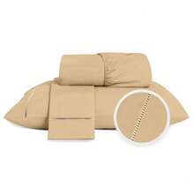 400 Thread Count Sheet Set, 2 And 3 Pieces, Luxury Hemstitch, Single, Double, Queen, King, High Quality - BEGE - View 8