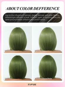 Perucă TOPHSE, elegantă, pufoasă, scurtă, bob, cu breton, împletită verde, material din fibră rezistent la temperaturi ridicate, capac tip plasă roz, peruci pentru femei, stil versatil - potrivită pentru cosplay, petrecere, festival de muzică, nuntă, cadou - Verde - Vizualizare 7