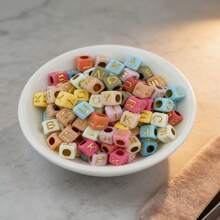 200pcs 6mm*6mm Multi-Color Acrylic Alphabet Beads, Suitable For Jewelry Making, Home DIY Crafts, Necklaces And Keychain Accessories - Multicolor - View 4