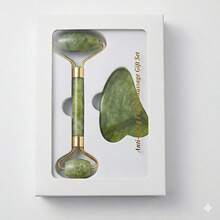 刮痧玉滚轮面部护理套装，包含面部滚轮和刮痧板，可有效缓解浮肿和泛红，男女皆宜，适合日常护肤 - 绿色 - 多色 - 查看 7
