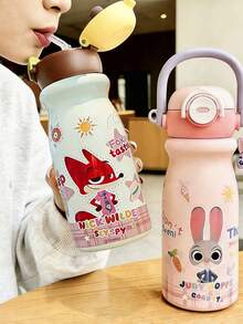 迪士尼疯狂动物城 550ml 真空保温杯,朱迪·霍普斯和尼克·王尔德豹纹图案,316 不锈钢内胆,304 不锈钢外胆,吸管/直饮双用设计,持久保温,防漏密封,一键开盖,配有挂绳方便携带,精致 3D 卡通印花,耐刮耐用,易于清洁,适合居家、办公、户外旅行,是送给卡通迷、动漫爱好者、家人、朋友和同事的绝佳礼物。 - 彩色 - 查看 3