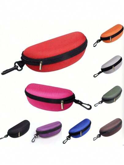 1pc Portable Eyeglasses Protective Case With Hook, Suitable For Men And Women, Zipper Pouch, Eyeglass Case, Fashion Glasses Bag, Hard Shell
