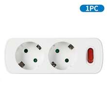 Bộ chuyển đổi phích cắm EU 2 chiều có công tắc nguồn, bộ chia ổ cắm đôi Schuko, bộ mở rộng ổ cắm đa năng 16A 250V cho thiết bị gia dụng, bộ chuyển đổi nguồn, màu trắng/đen. - Phích cắm loại EU E (220-240V) - Xem 2