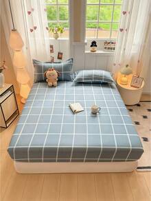 2/3pcs Skin-Friendly Comfortable Minimalist Bedsheet Set, Printed Bedding, Mattress Protector, Bed Cover, Bed Sheet, Soft Home Textile, Breathable Anti-Pilling Mattress Pad, Home Decor, Suitable For All Bed Sizes - Double, Full, Queen, King, All Seasons, Dust-Proof Bed Cover, Machine Washable - Mint Blue - View 10