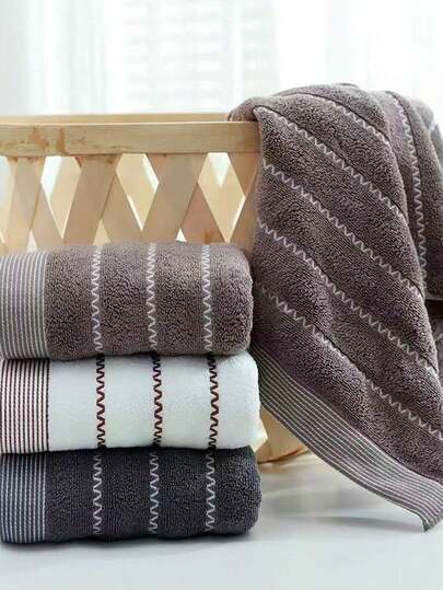 1/3 chiếc khăn tắm họa tiết tối giản, màu sắc ngẫu nhiên, thấm hút tốt, nhanh khô, mềm mại, thích hợp cho phòng tắm, khách sạn, phòng tập thể dục, du lịch, nhà bếp, tiệm cắt tóc, salon.