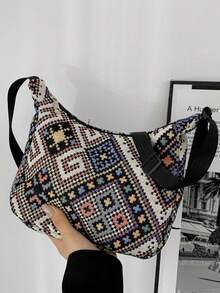 Large Capacity Canvas Bag, Commuter Bag, Shoulder Bag, Women's Bag, High Appearance Level, Dumpling Bag - Black - View 5