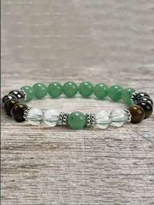 1pc Natural Citrine Tigers Eye Crystal Bracelet For Women Summer Beaded Bangles Money Gifts - Multicolored - View 4