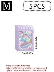 100/50/20/5pcs Reusable Ziplock Bags, Various Sizes Reusable Ziplock Bags, Transparent Holographic PVC Jewelry Bags, Colorful Plastic Aluminum Foil Bags, Multiple Sizes And Colors Available - Multicolor - View 28