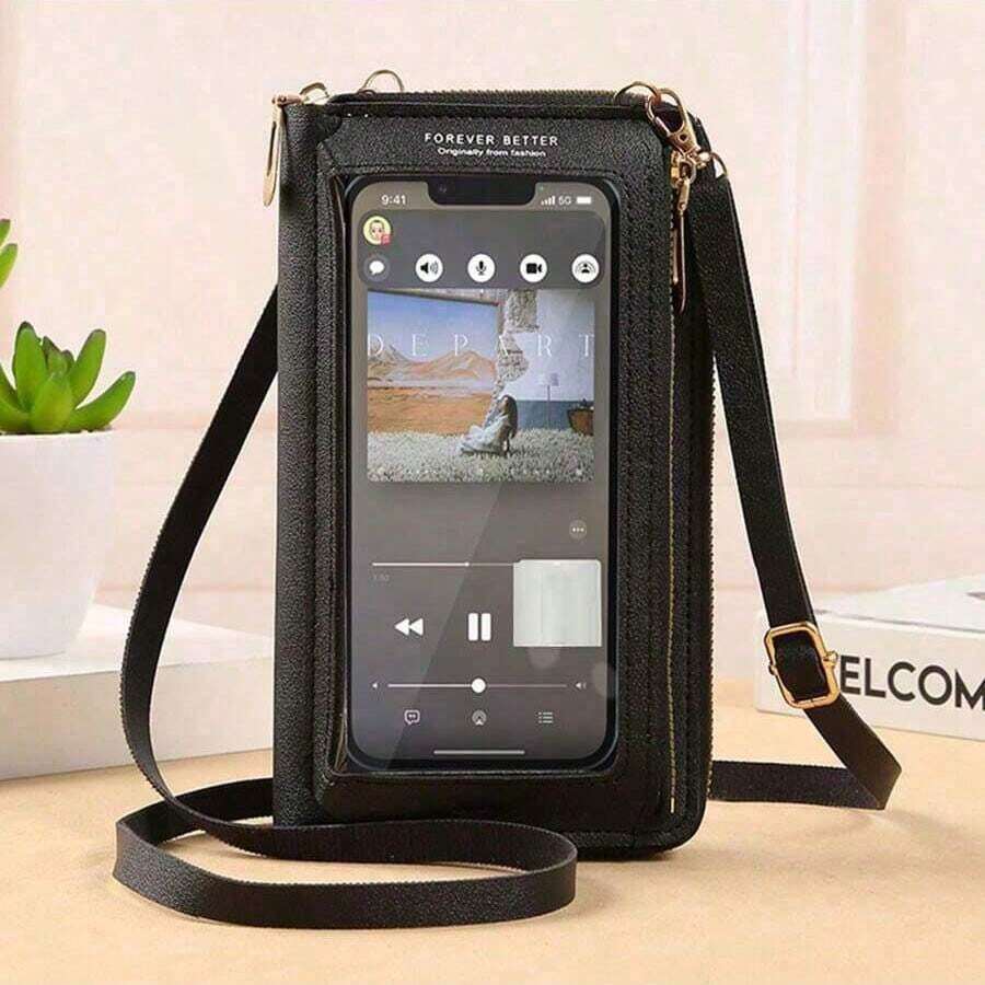 Women Touch Screen Phone Bag Anti Theft Multi Functional Crossbody Small Transparent Mini Shoulder Bag With Strap For Girls Gift - Grey - View 1