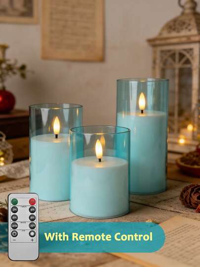 3pcs Flameless Candle Lights With Remote Control/Timer, Battery Operated Candles, Purple Candles, Warm Light Candles, For Tabletop Centerpiece Decor, Suitable For Christmas, Halloween, Valentine's Day, Mother's Day, Gift, Birthday, Proposal, Wedding, April Fool's Day, Dining Table, Party, Holiday Atmosphere Decoration