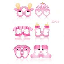 6/12/36件套性别揭晓派对装饰蓝色和粉色时尚纸眼镜，婴儿派对拍照道具，性别揭晓生日派对用品 - 彩色 - 查看 13