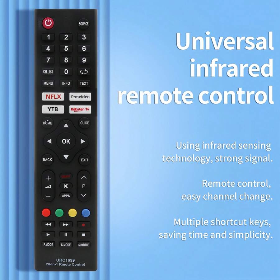 Control remoto universal de TV compatible con Samsung, Vizio, Hitachi, Sanyo, JVC, Vestel, Seiki, Insignia y todas las series - Negro - Ver 1
