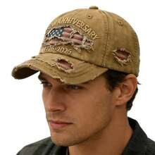 美国独立250周年纪念款做旧牛仔棒球帽，可调节爱国帽 - A - 查看 8