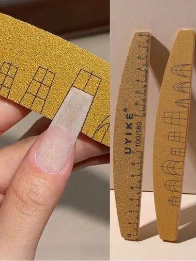 Dũa và đánh bóng móng tay chuyên nghiệp 2 mặt, độ nhám 100/180, phù hợp cho móng acrylic, gel và móng tự nhiên, có thể rửa sạch, kèm thước kẻ và khuôn mẫu hình móng, dụng cụ làm móng, phụ kiện nghệ thuật làm móng.