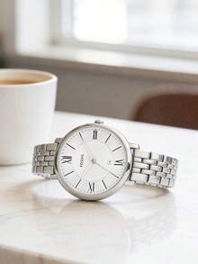 Đồng hồ nữ Fossil Quartz ba kim, vỏ thép không gỉ, mặt kính, chống nước 30M, kiểu dáng thường ngày, thích hợp làm quà tặng công sở, quà tặng tuyệt vời cho sinh nhật, kỷ niệm, ngày Valentine. - trắng - Xem 2