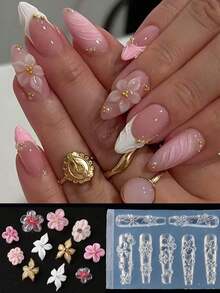 1pc Baroque Style Silicone Nail Mold, DIY Wedding Nail Template With 3D Heart & Butterfly Design, Suitable For Boho Nail Art, Reusable Nail Salon Supplies, Valentine's Day Nail Printing Tool - 清除 3 - 查看 5