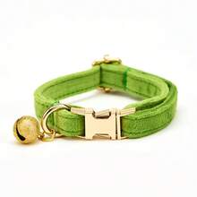 Vòng cổ cho mèo bằng vải nhung mềm mại có chuông - Phối màu - Xem 6