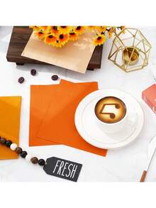 60/120Pcs Fall Color Orange Napkins 5*5 Inch 3 Colors Disposable Paper Napkins Orange Theme Fall Dinner Napkins For Autumn Thanksgiving Party Celebration Supplies Table Decorations - A Mixture Of Beige and Orange - View 7