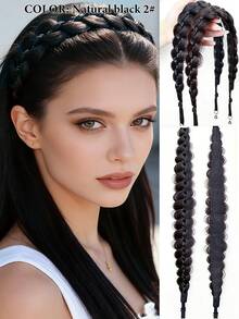 Fishbone Braid Headband Wig Integrated Fried Dough Braid Hair Accessory With Magic Tape - Multicolor - View 7