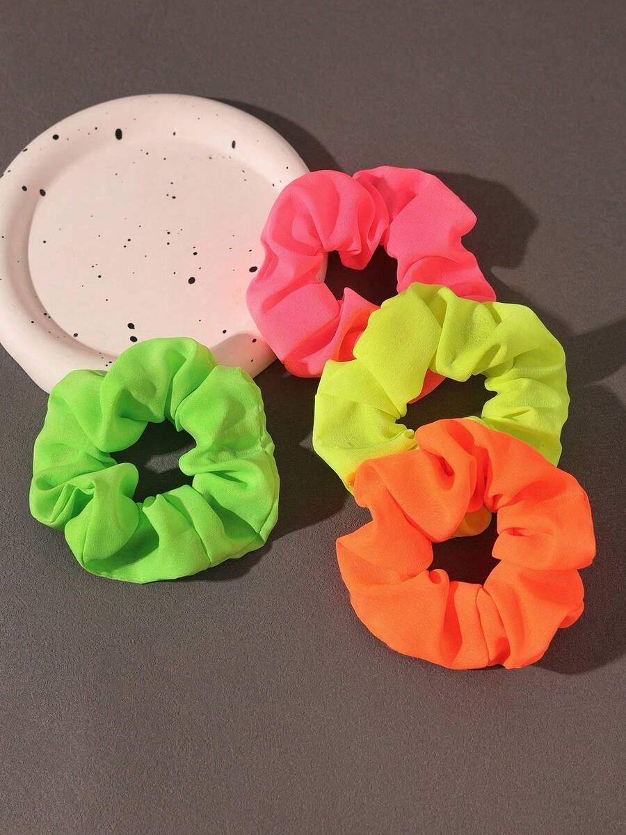 1 chiếc dây buộc tóc scrunchie màu neon sáng dành cho nữ