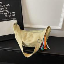 Túi ngoài trời dành cho thanh thiếu niên, túi vải tua rua hình bánh bao, túi đeo vai nhẹ, túi đeo chéo hình lưỡi liềm kiểu dáng thường ngày. - A - Xem 11