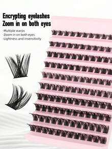 1 Box 120 Clusters 10 Rows D-Curl False Eyelashes, Natural And Dramatic Effect, Eyelash Extension Makeup Tool, DIY Home Use - Black - View 6