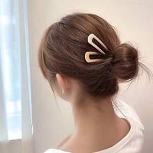 2 chiếc kẹp tóc kim loại hình chữ U, thích hợp để sử dụng hàng ngày. - Nhiều màu - Xem 5
