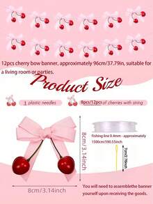 12 pièces Décorations de fête cerise rose, guirlande de nœuds cerise rose, ornements suspendus DIY, pour décoration de chambre rose Saint-Valentin, anniversaire, enterrement de vie de jeune fille, mariage, anniversaire de mariage, fiançailles/demande en mariage, fournitures de fête, décorations de fête romantiques - Multicolore - Voir 3
