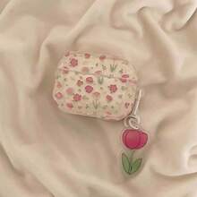 Pink Floral Protective Case Compatible With Apple Charging Case, Scratch-Resistant Anti-Drop Cover - Clear - View 2
