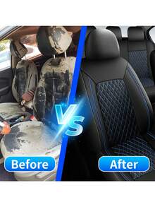 4/9pcs Set PU Leather Car Seat Covers, Waterproof Seat Protector, Breathable Seat Cushion, Universal Fit For Most Sedans, SUVs, Trucks, Luxury Ventilated Front Seat Covers With Lumbar Support, Rear Seat Covers. 9pcs Set Includes: 2 Front Seat Covers, 1 Backrest Cover, 1 Rear Seat Cover, 5 Headrest Covers. 4pcs Set Includes: 2 Front Seat Covers, 2 Headrest Covers. - Style B - View 7