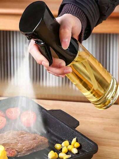 1 st. 200 ml olivoljespray och dispenser - Bärbar 2-i-1-spray och olja för matlagning, grillning, airfryer, bakning, sallader och mer, handhållen spray, köksbaktillbehör, kökssprayflaska, grill, husbil, kök perfekt matlagningsapparat, kök, köksutrustning, hushållsapparater, kökstillbehör, köksoljeflaska