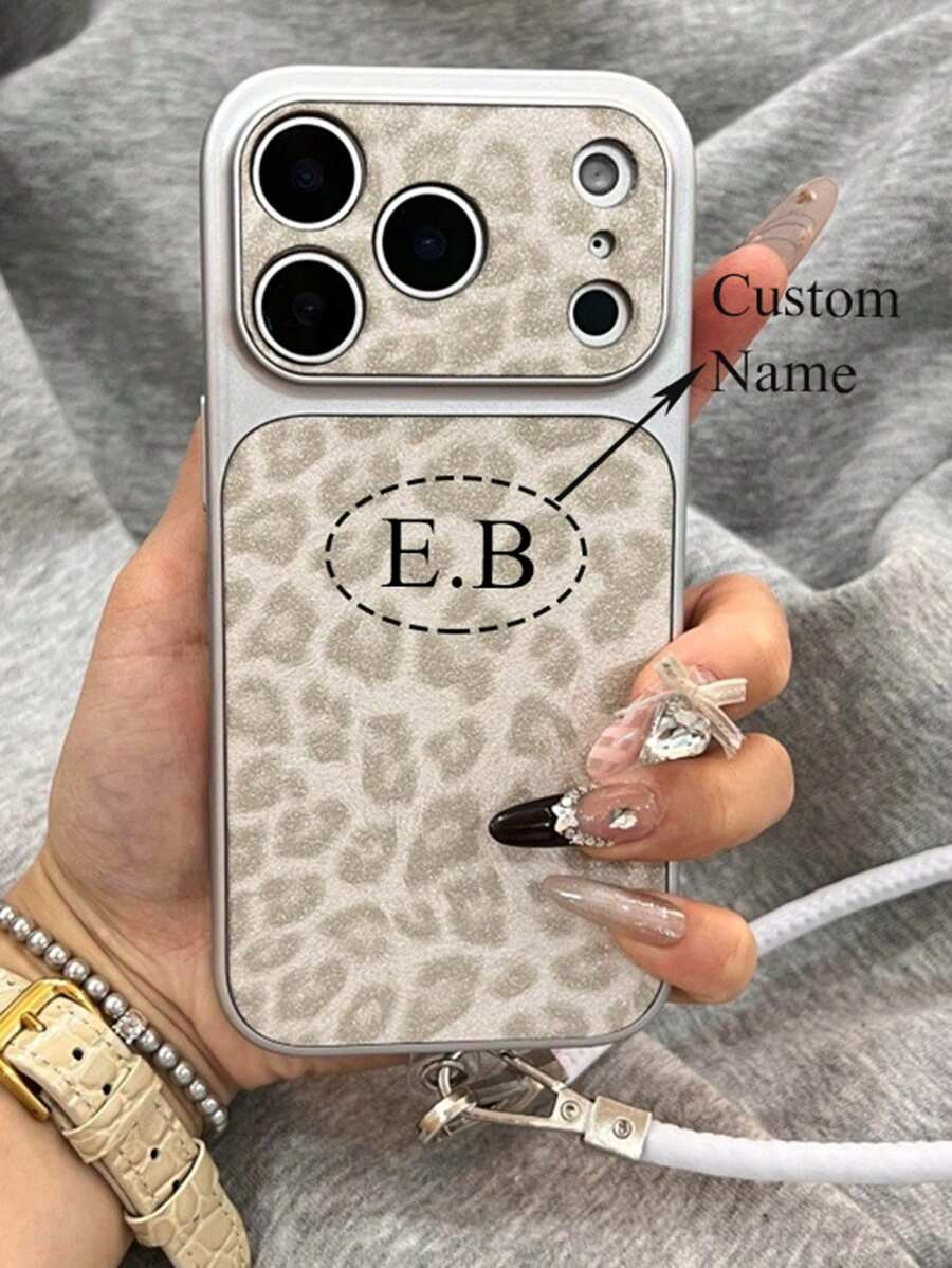 Personalized Glitter Customized Name Crocodile Pattern Faux Leather Bring A Short RopePhone Case Compatible With IPhone 17 Pro Max 16 Pro Max 15 Pro Max 14 13 Pro Max Shockproof Lens Protective Back Cover