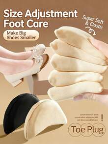 Ultra Soft Shoe Toe Inserts, Sponge Half-Size Pads, High Heel & Loafer Heel Grips, Toe Protection Anti-Friction Adjustable Forefoot Pads - A- Apricot + Black - View 3