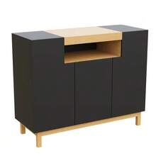 Sideboard,Drei Türen,Geeignet Für Wohn- Und Esszimmer,Multifunktionales Aufbewahrungsmöbel. - Black - View 8