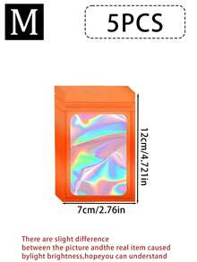 100/50/20/5pcs Reusable Ziplock Bags, Various Sizes Reusable Ziplock Bags, Transparent Holographic PVC Jewelry Bags, Colorful Plastic Aluminum Foil Bags, Multiple Sizes And Colors Available - Multicolor - View 15